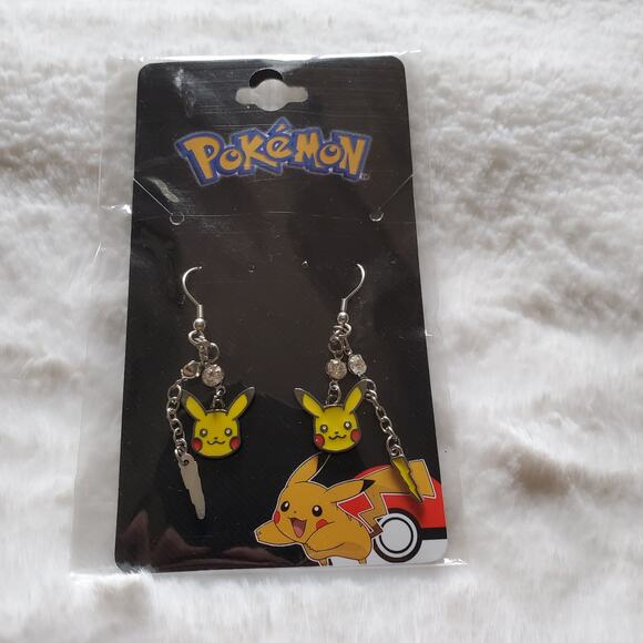 Pokemon Pikachu and Lighting Bolt Dangle Earrings - Picture 1 of 3